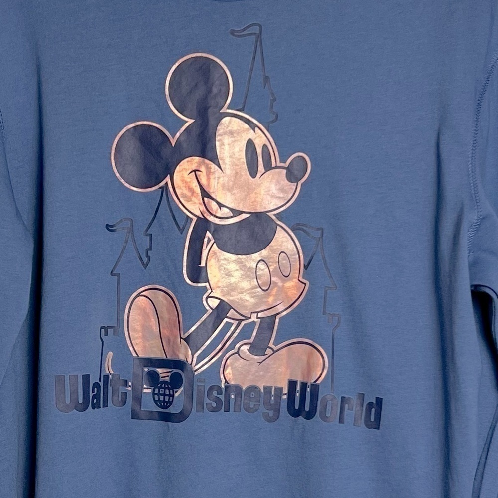 Walt Disney 50th Anniversary Gold Metalic Mickey Mouse Graphic Long Sleeve Tee M - Picture 2 of 8